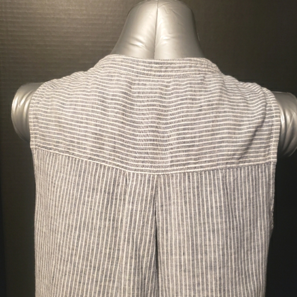 Artisan NY 100% Linen button Front Striped Sleeveless Blouse Size Large - Picture 5 of 8